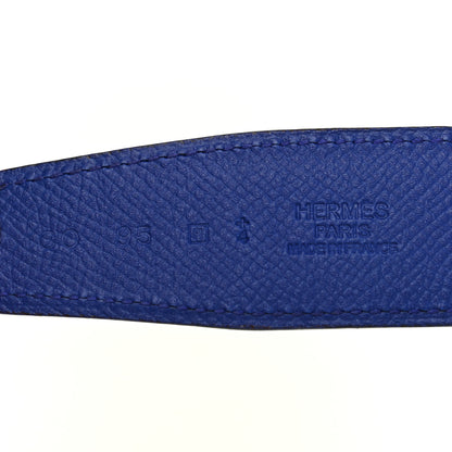 Hermes Epsom Swift 32mm Strie H Belt 95 Bleu Electrique Black 3 of 7