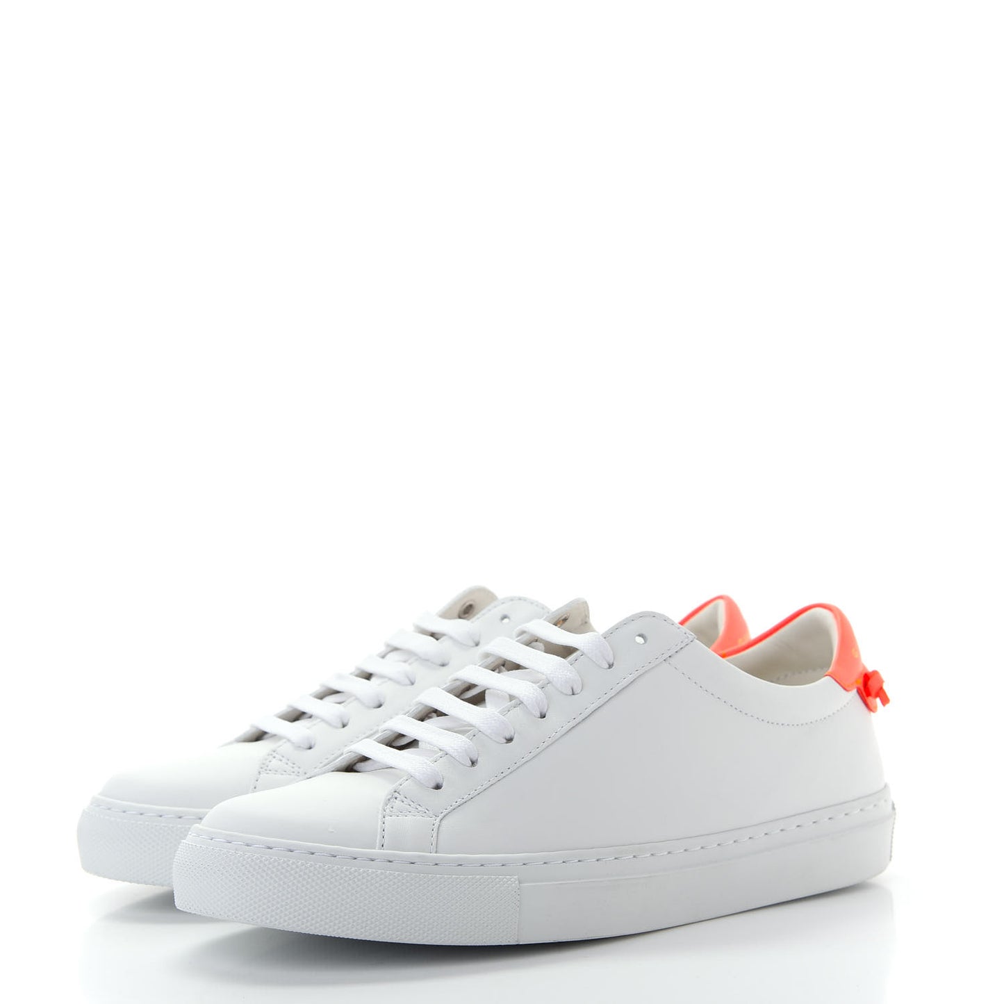 Calfskin Womens Urban Street Sneakers 37.5 White Neon Pink