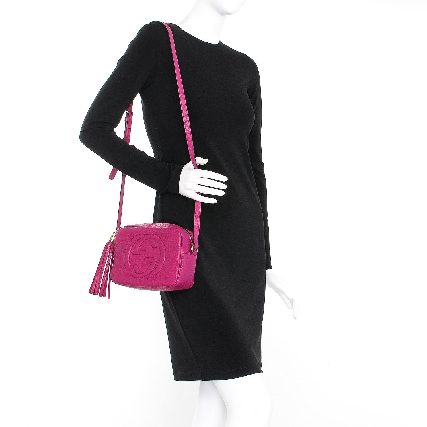 Gucci Pebbled Calfskin Small Soho Disco Bag Bright Bougainvillea 2 of 8