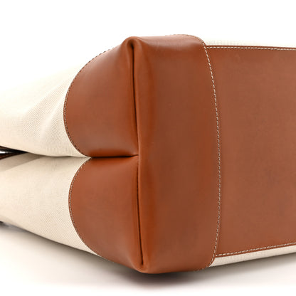 Bottega Veneta Washed Canvas Calfskin Large Andiamo  Natural Light Wood 10 of 18