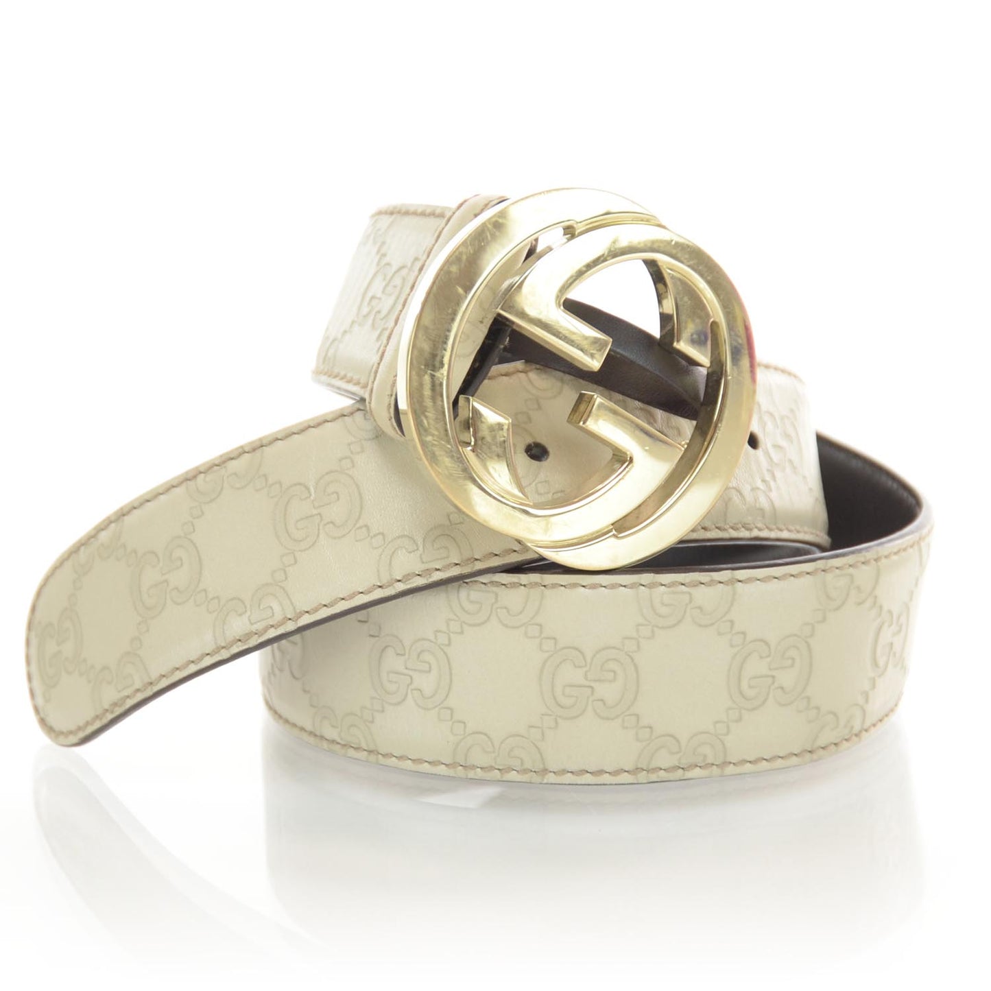 Guccissima Interlocking G Belt 80 32 Ivory