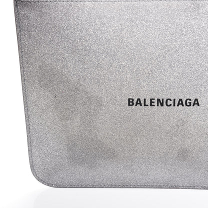 Balenciaga Glitter Calfskin Logo Everyday Pouch M Silver 13 of 13