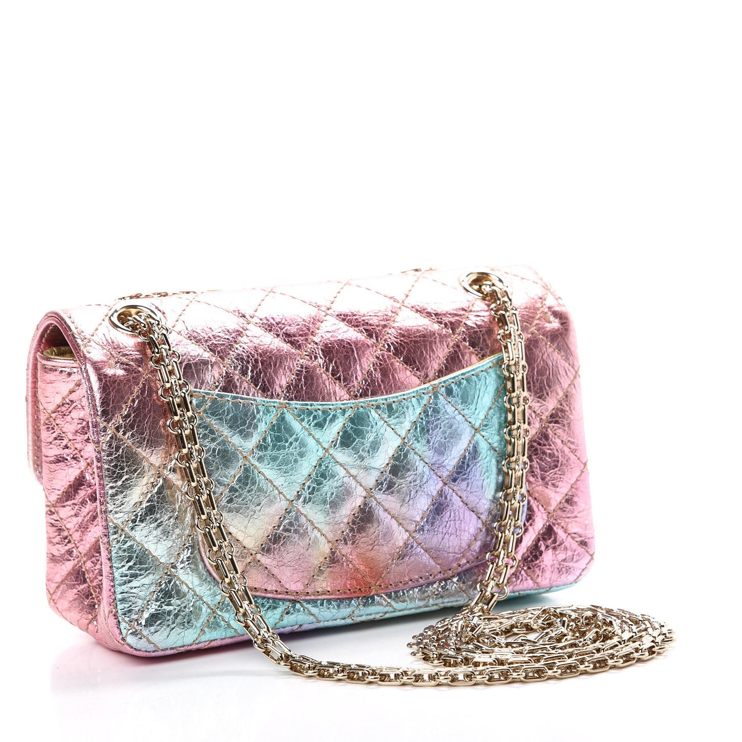 Metallic Goatskin Quilted Mini 2.55 Reissue Flap Multicolor