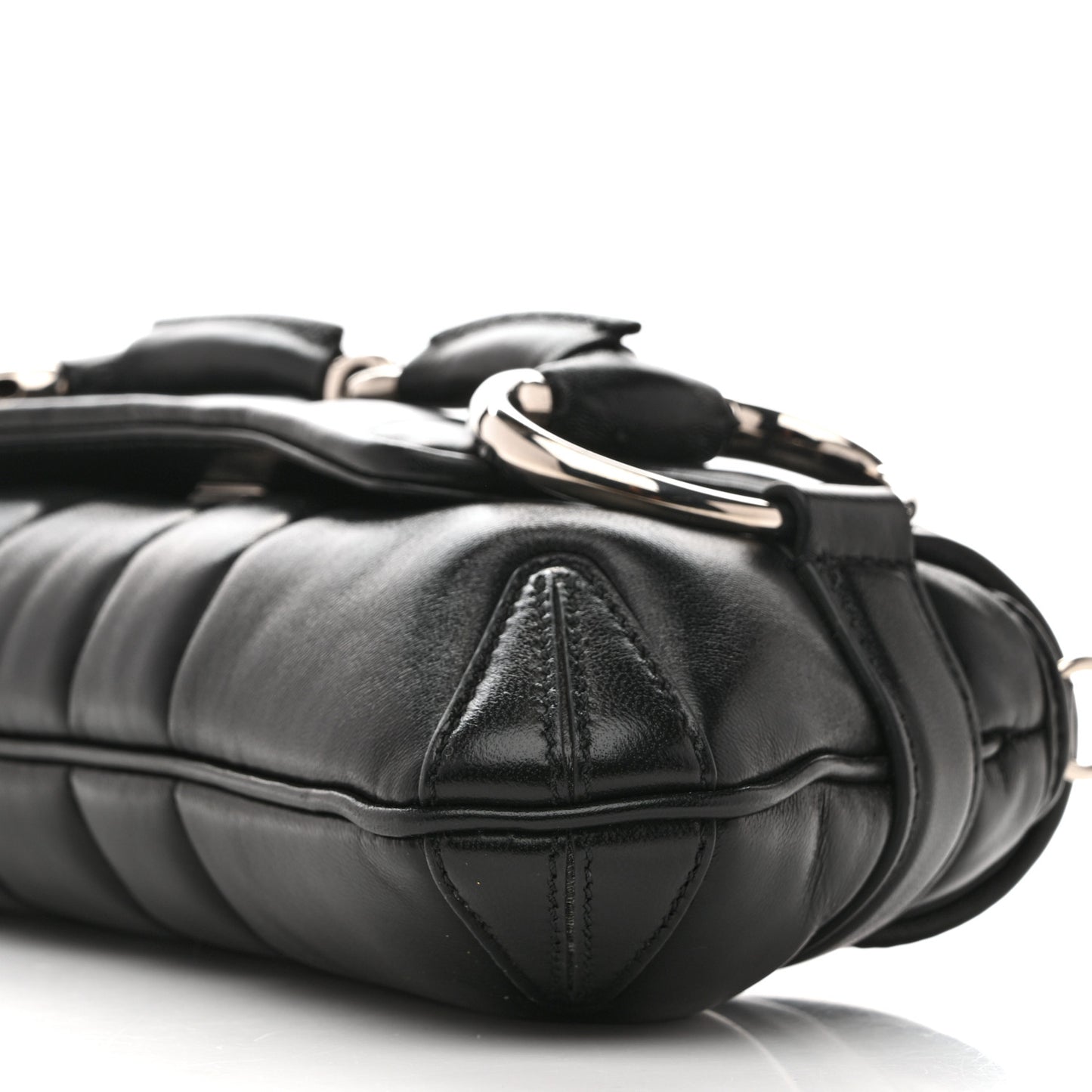 Nappa Vertical Matelasse Small Maxi Horsebit Chain Shoulder Bag Black