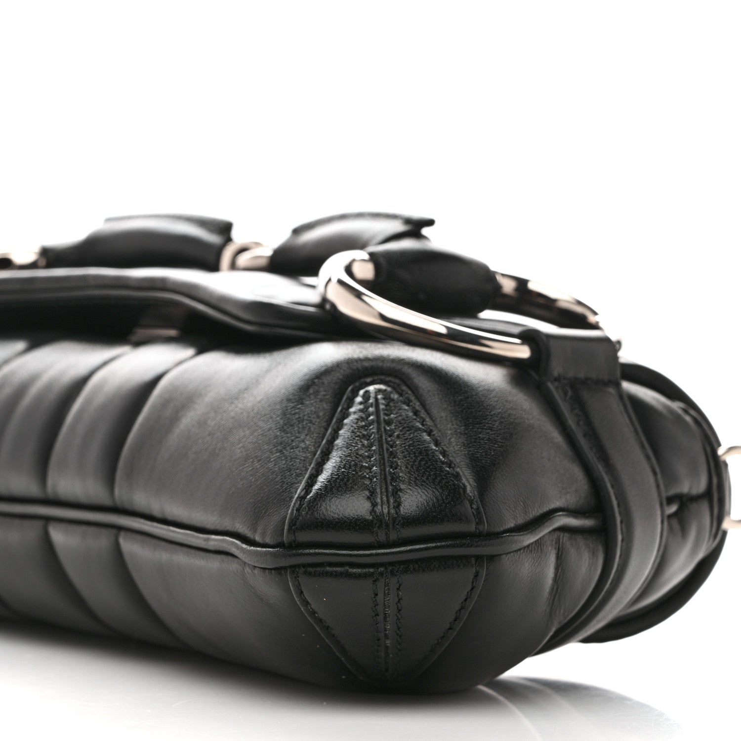 Gucci Nappa Vertical Matelasse Small Maxi Horsebit Chain Shoulder Bag Black 10 of 10