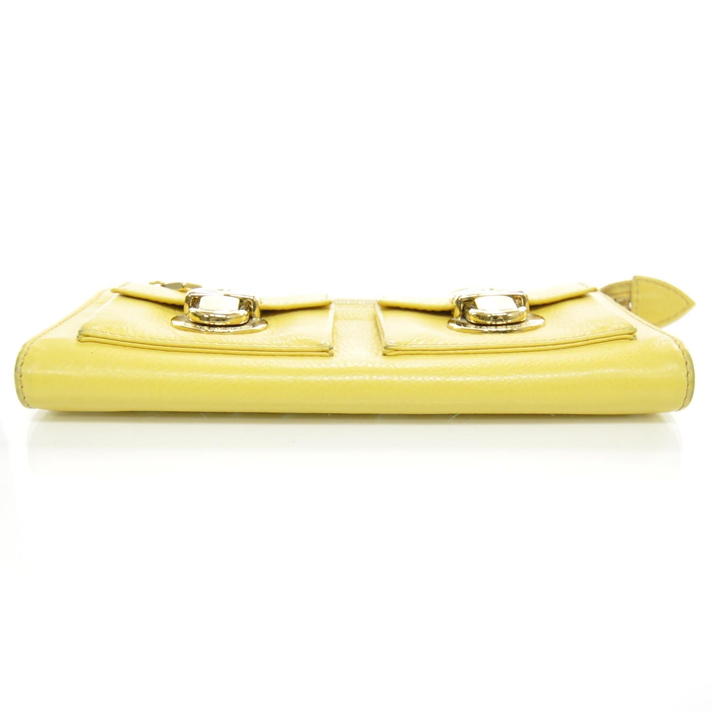 Leather Zip Clutch Wallet Yellow