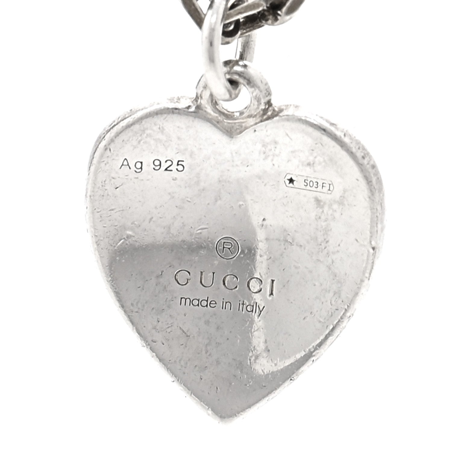 Gucci Sterling Silver Enamel Interlocking G Heart Necklace Red 4 of 4