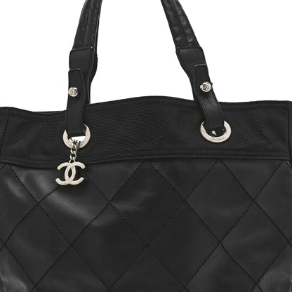 Chanel Coated Canvas Quilted Large Paris Biarritz Tote Black 8 of 10
