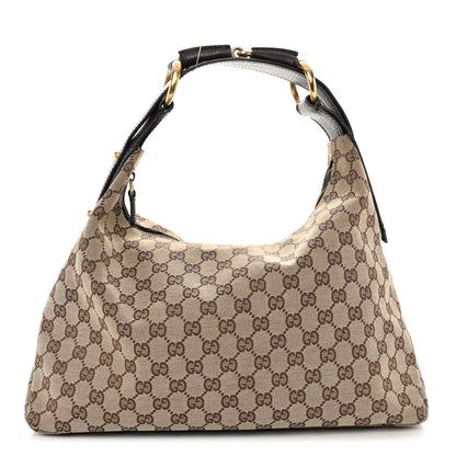Gucci Monogram Medium Horsebit Chain Hobo Dark Brown 1 of 9