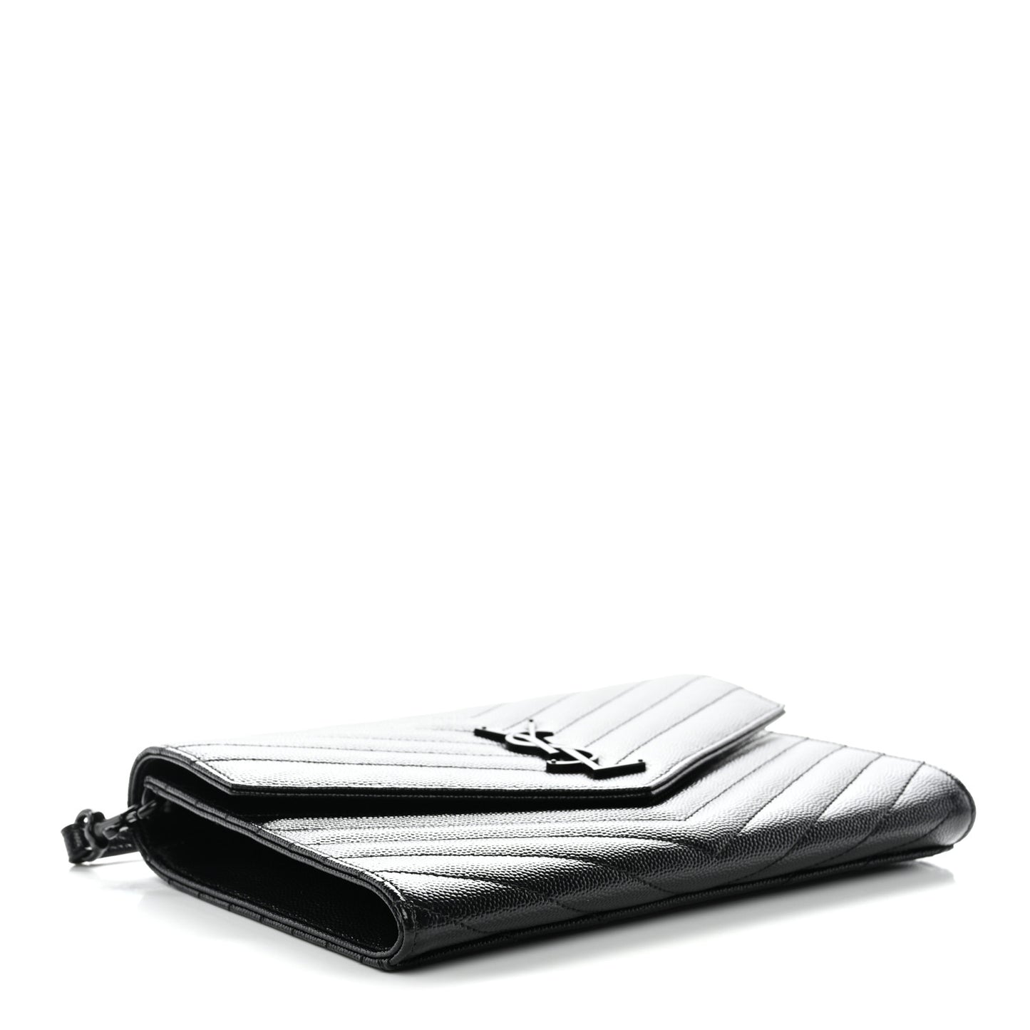 Grain De Poudre Matelasse Chevron Monogram Monochrome Envelope Clutch Black