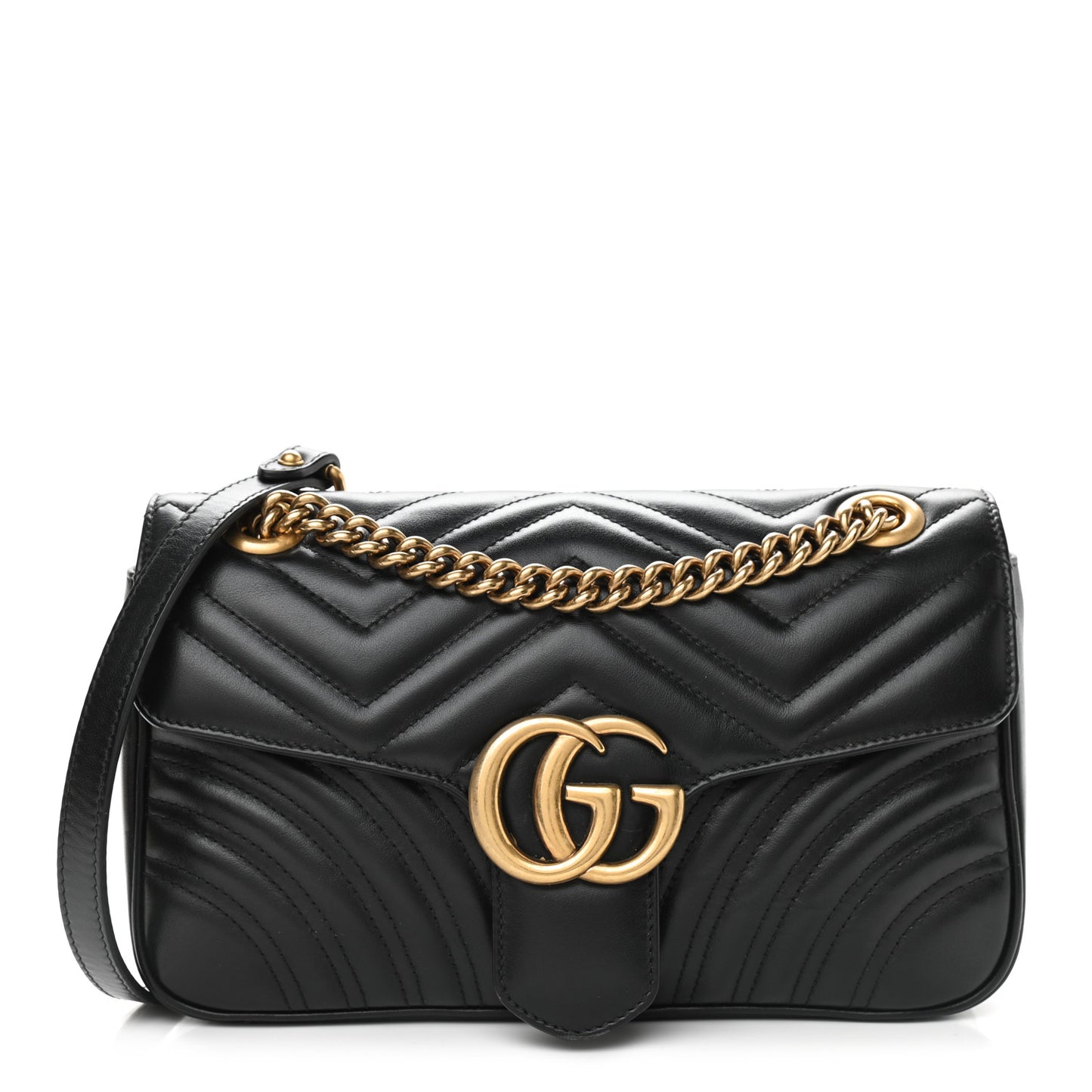 Calfskin Matelasse Small GG Marmont Shoulder Bag Black