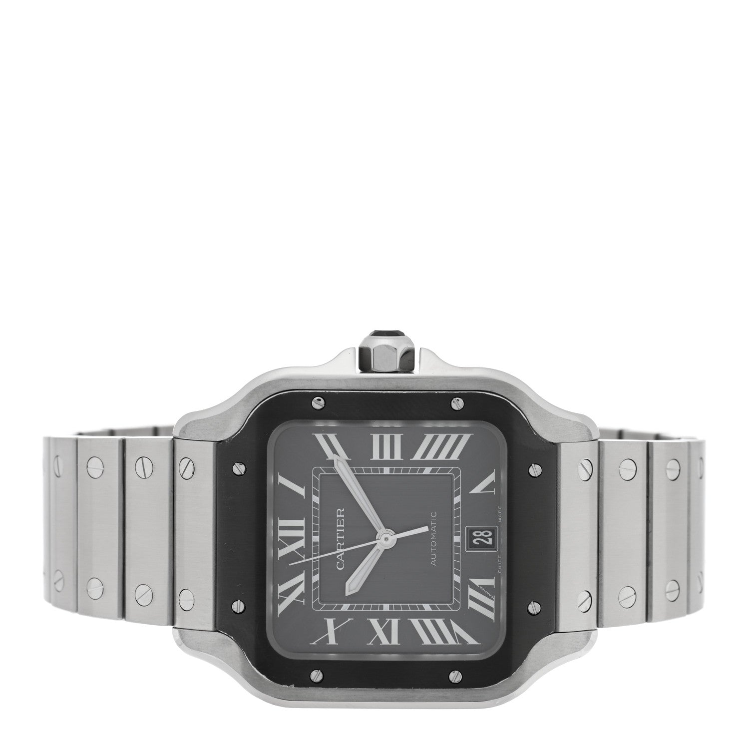 Cartier Stainless Steel 39.8mm Santos De Cartier Automatic Watch Black 2 of 4