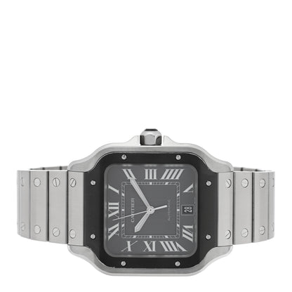 Cartier Stainless Steel 39.8mm Santos De Cartier Automatic Watch Black 2 of 4