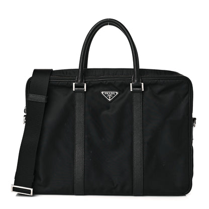 Prada Tessuto Nylon Saffiano Metal Triangle Logo Work Bag Black 1 of 15
