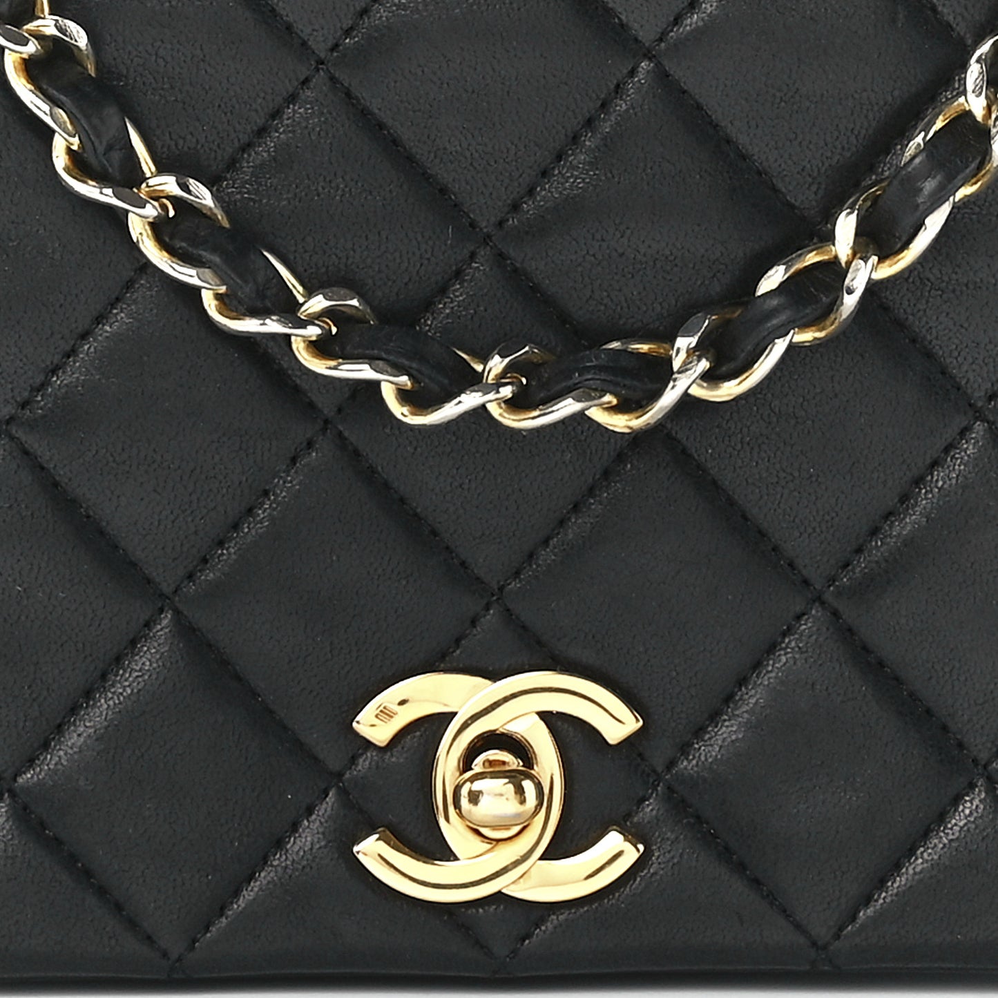 Lambskin Quilted Small Single Flap Black