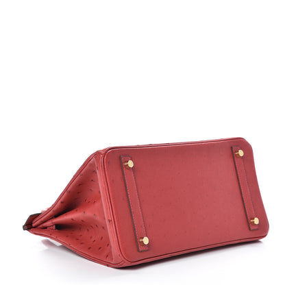 Hermes Ostrich Horseshoe Birkin 30 Rouge Vif 3 of 9