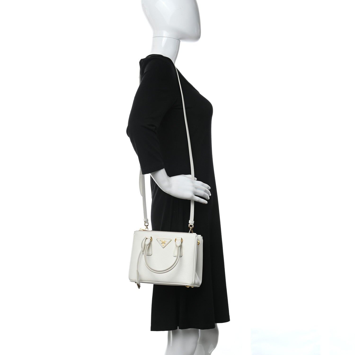 Prada Saffiano Mini Galleria Double Zip Tote Bianco 2 of 11