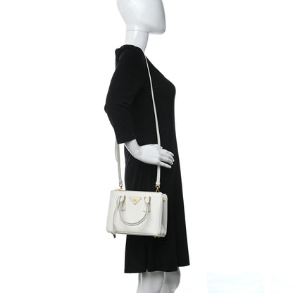 Prada Saffiano Mini Galleria Double Zip Tote Bianco 2 of 11