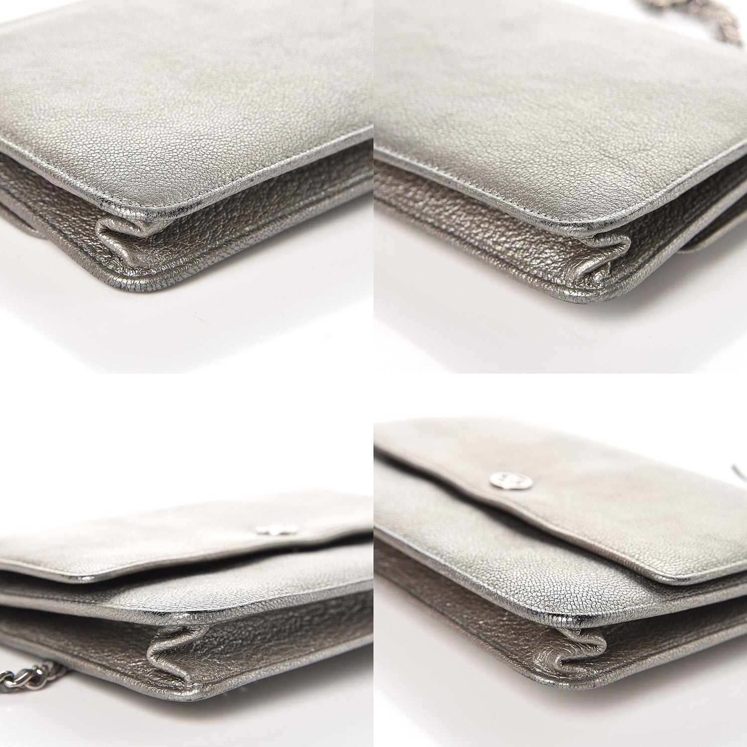 Chanel Metallic Goatskin Wallet On Chain WOC Silver 6 of 11