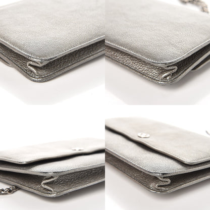 Chanel Metallic Goatskin Wallet On Chain WOC Silver 6 of 11
