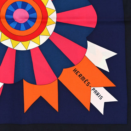 Hermes Silk Cheval De Fete Scarf 90 Indigo Jaune Vif Multicolor 2 of 4