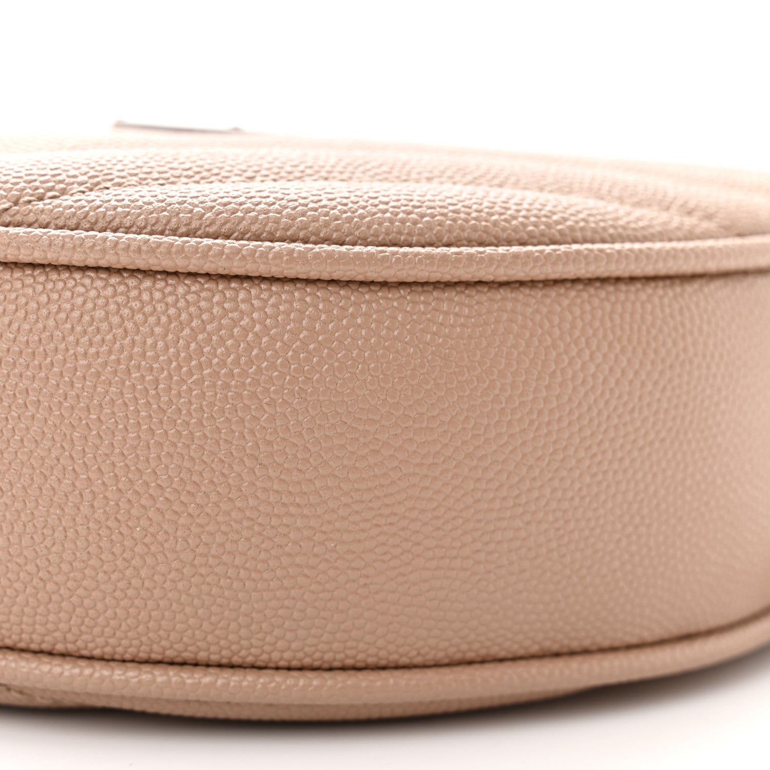 Saint Laurent SAINT LAURENT Grain De Poudre Matelasse Chevron Quilted Round Vinyle Camera Bag Gold Sand 9 of 9