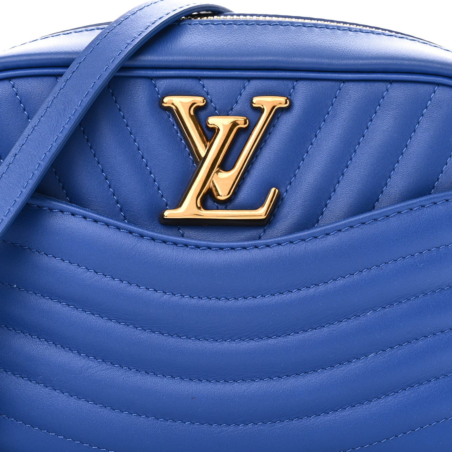 Calfskin New Wave Camera Bag Bleu Neon