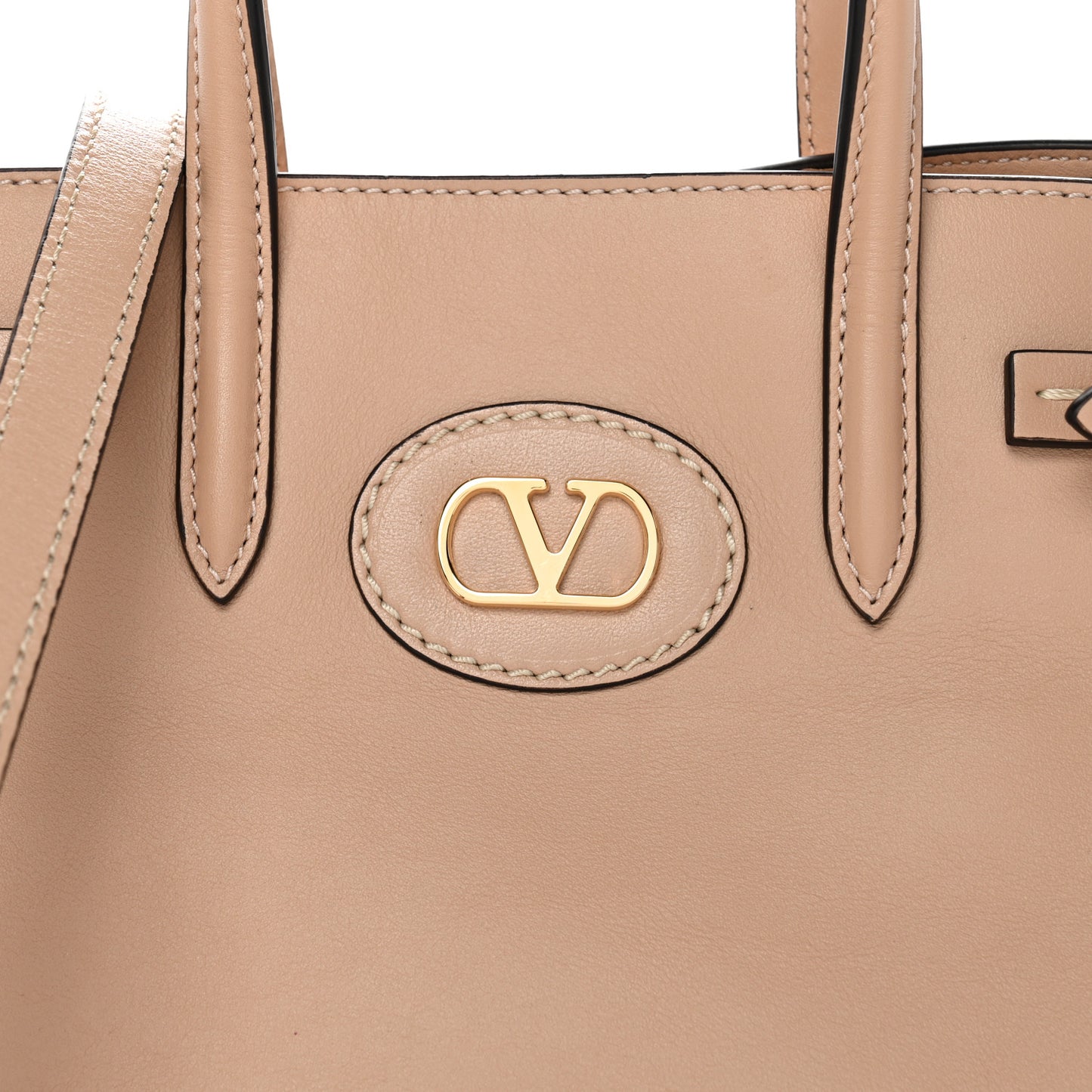 Calfskin Vlogo Small Antibes Tote Rose Sand
