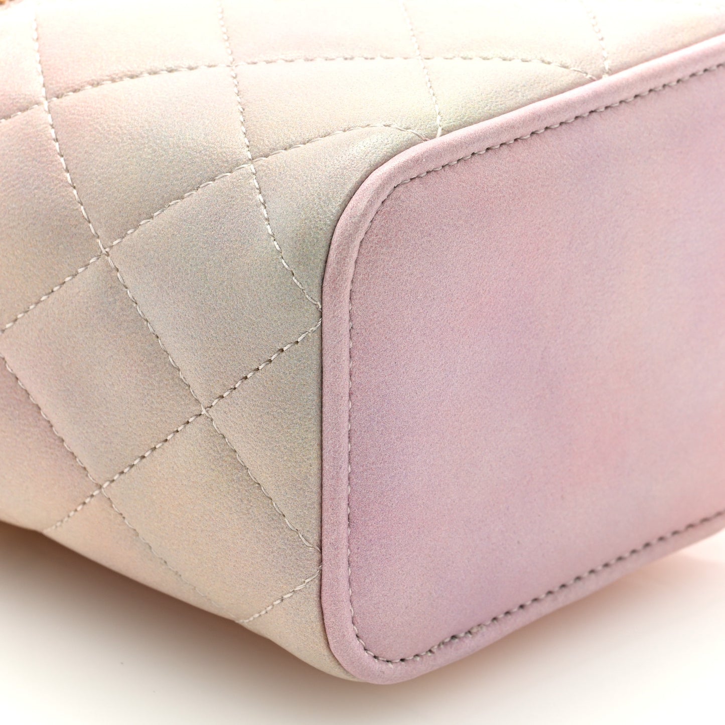 Lambskin Quilted Ombre Mini Top Handle Vanity Case With Chain Pink Multicolor