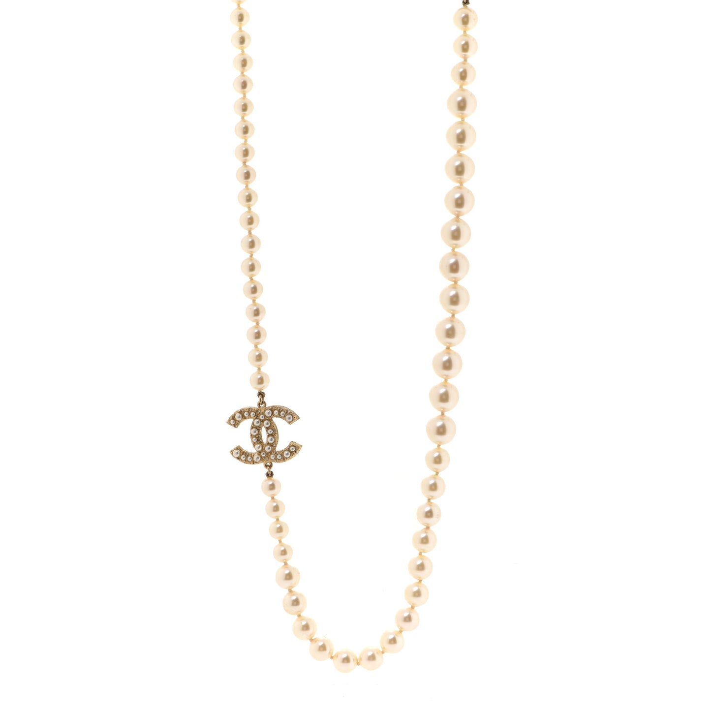 Pearl CC 100th Anniversary Necklace Light Gold