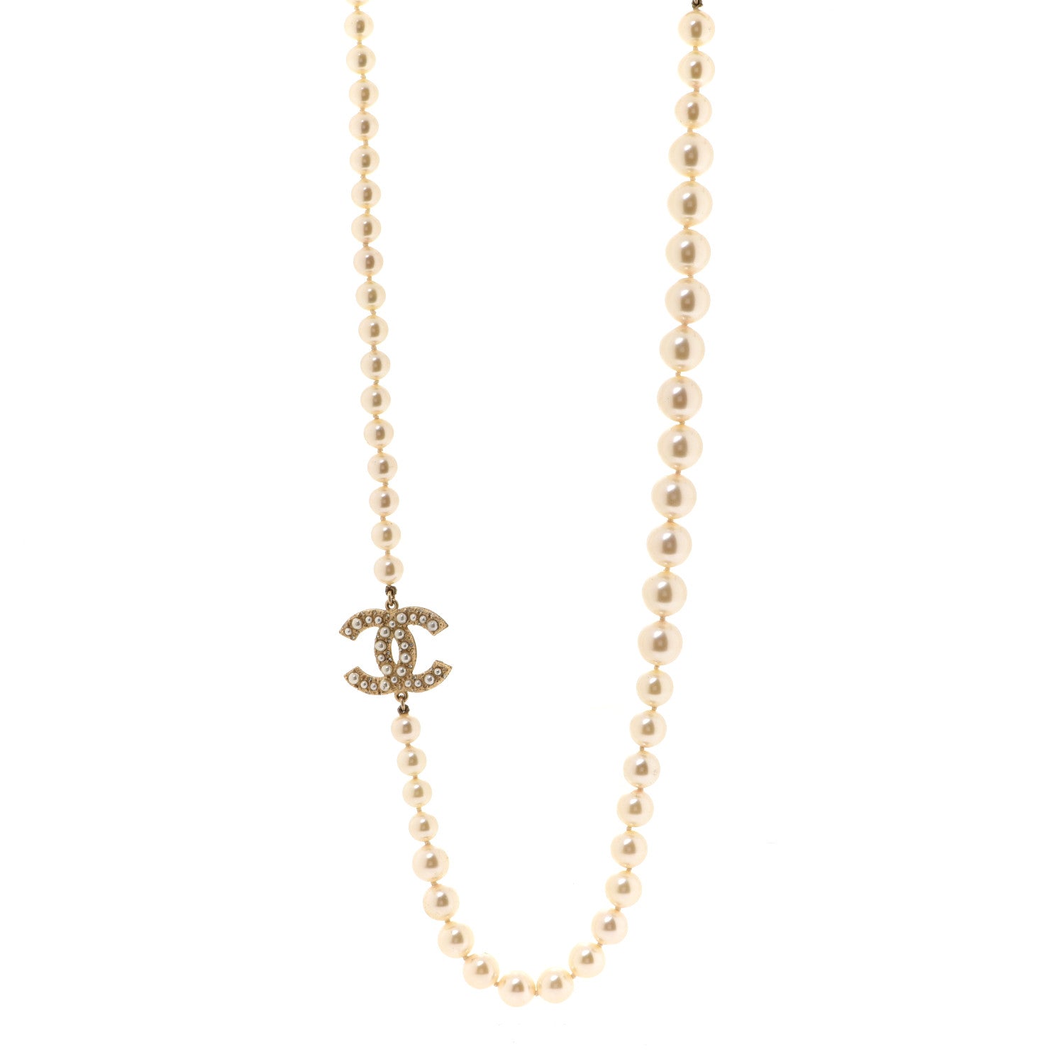 Chanel Pearl CC 100th Anniversary Necklace Light Gold 1 of 6