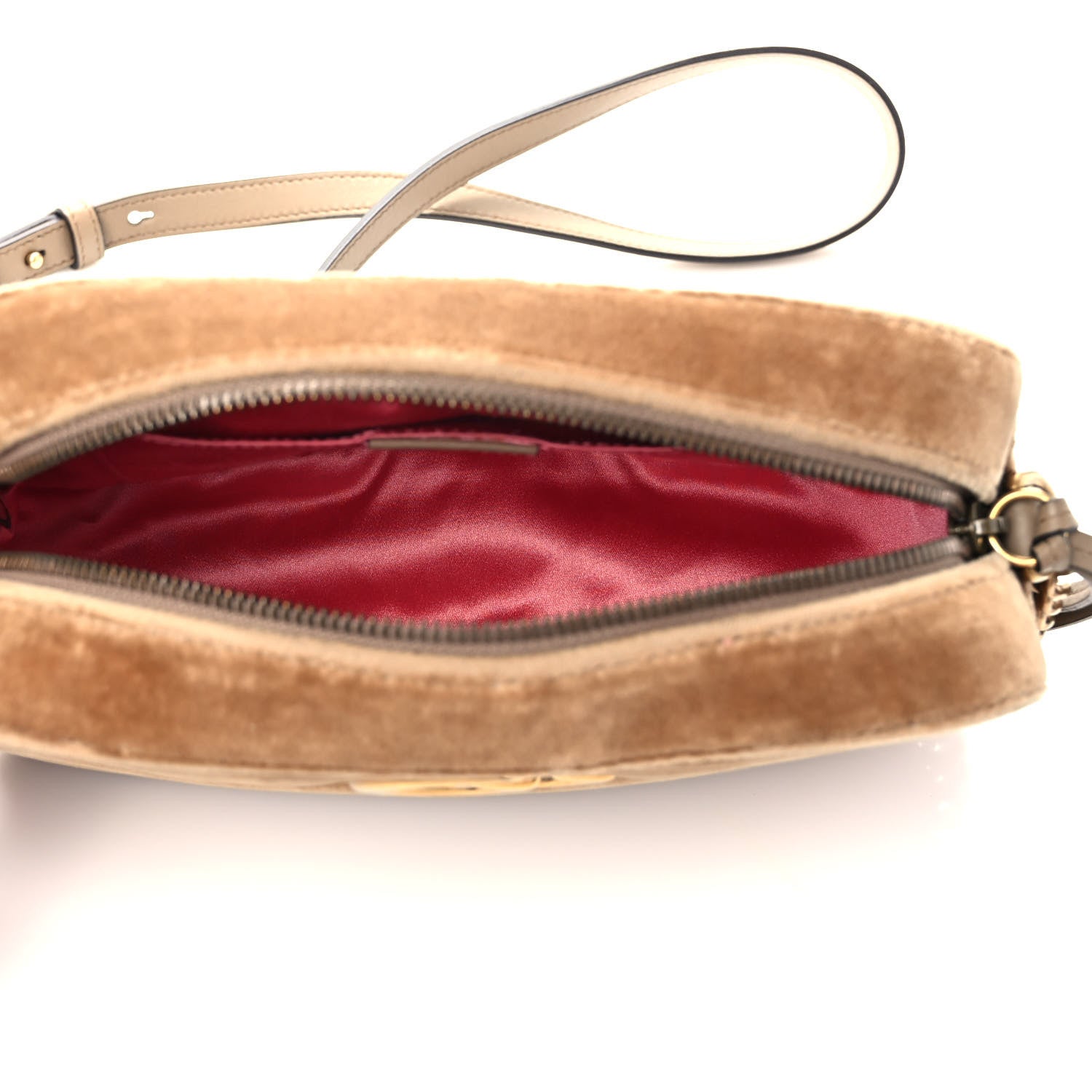 Gucci Velvet Matelasse Small GG Marmont Chain Shoulder Bag Taupe 5 of 9