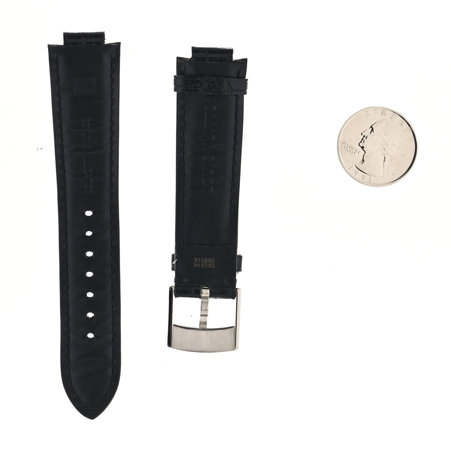 Alligator Tambour Watch Strap Black