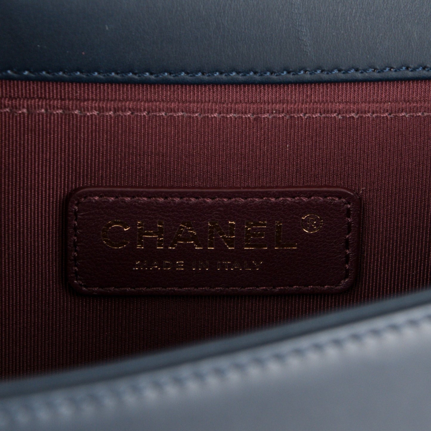 Caviar Suede Calfskin Chevron Medium Boy Flap Navy
