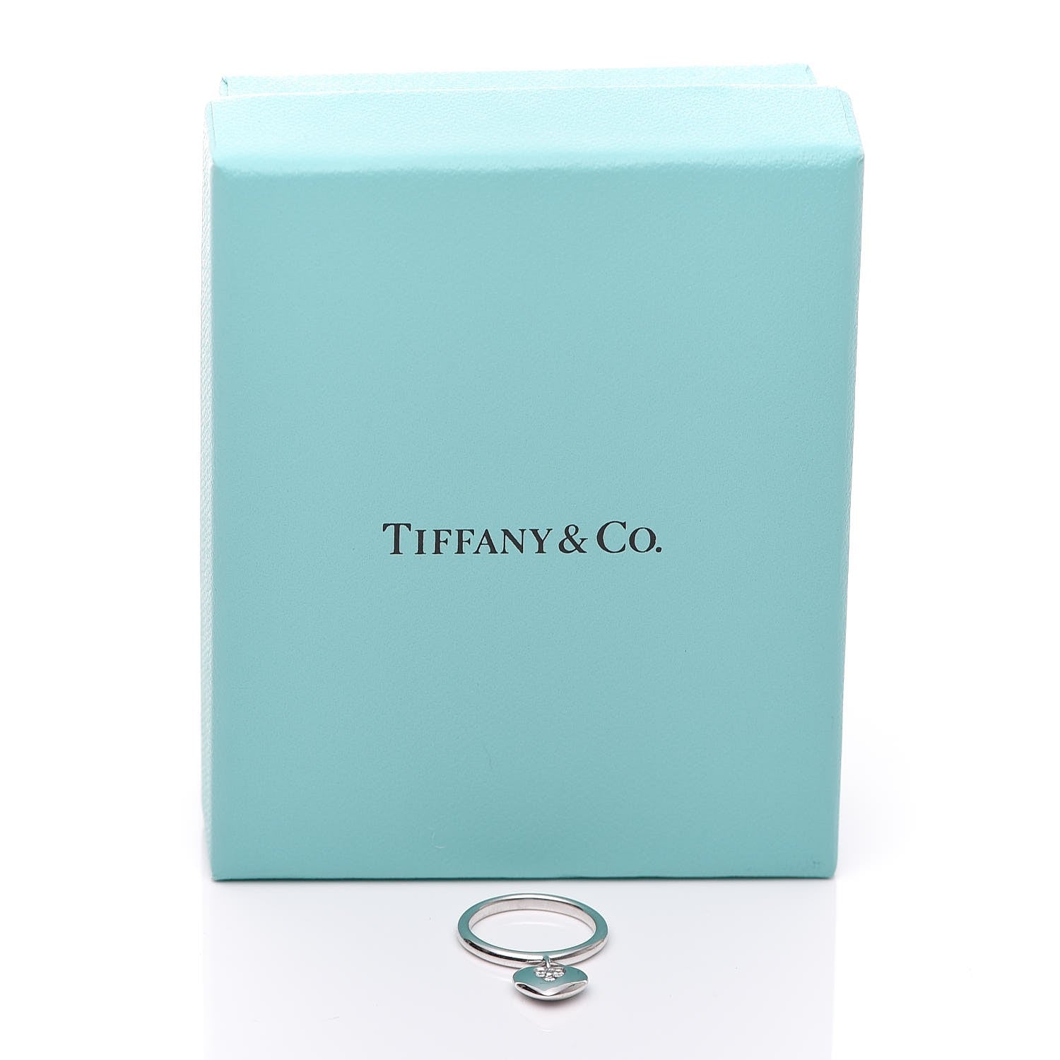 Tiffany 18K White Gold Diamond Heart Swing Dangle Ring 47.5 4.25 5 of 5
