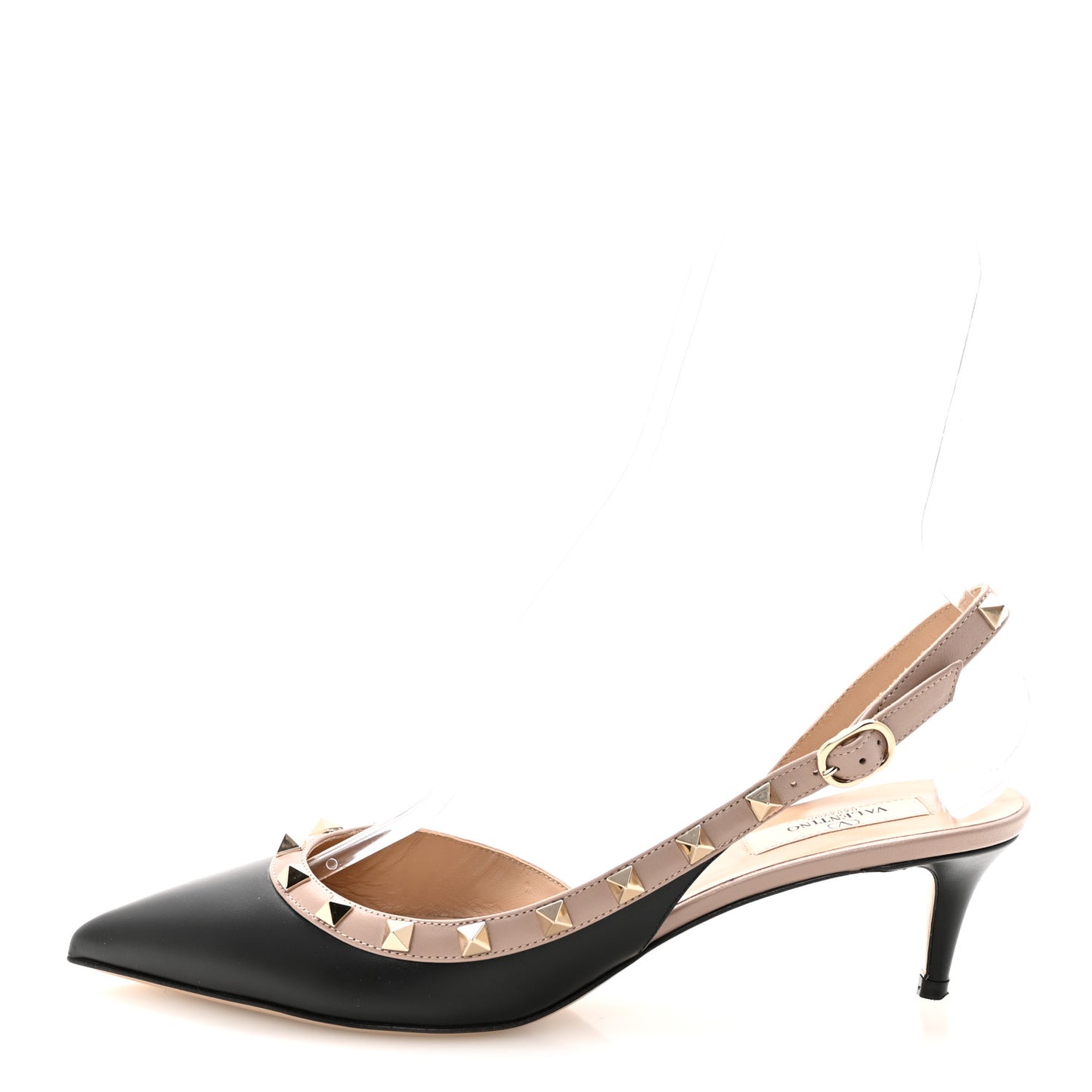 Nappa Rockstud Half D'Orsay Slingback 55mm Pumps 40 Black Poudre