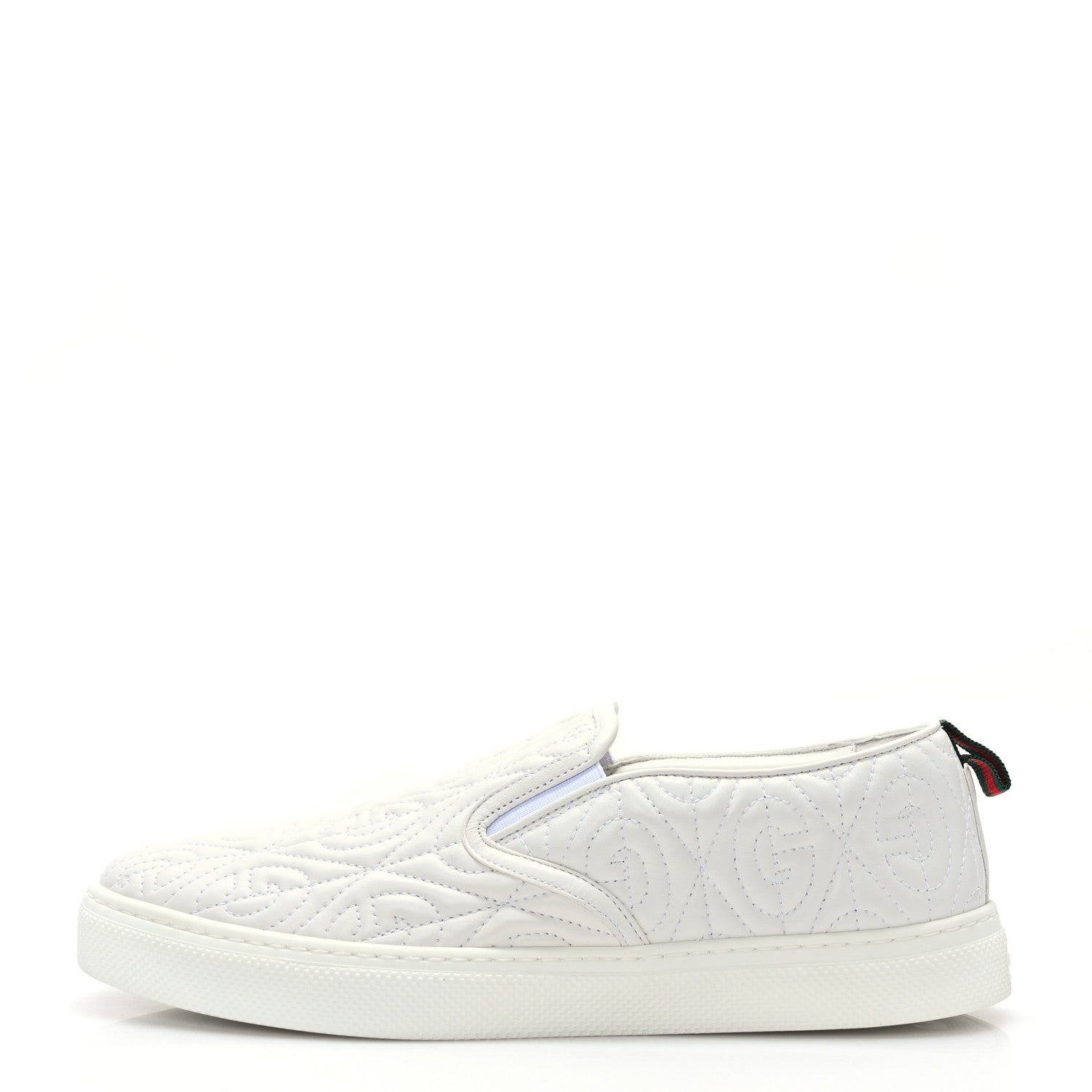 Gucci Nappa Web G Rhombus Quilted Mens Slip On Sneakers 8.5 Great White 1 of 7