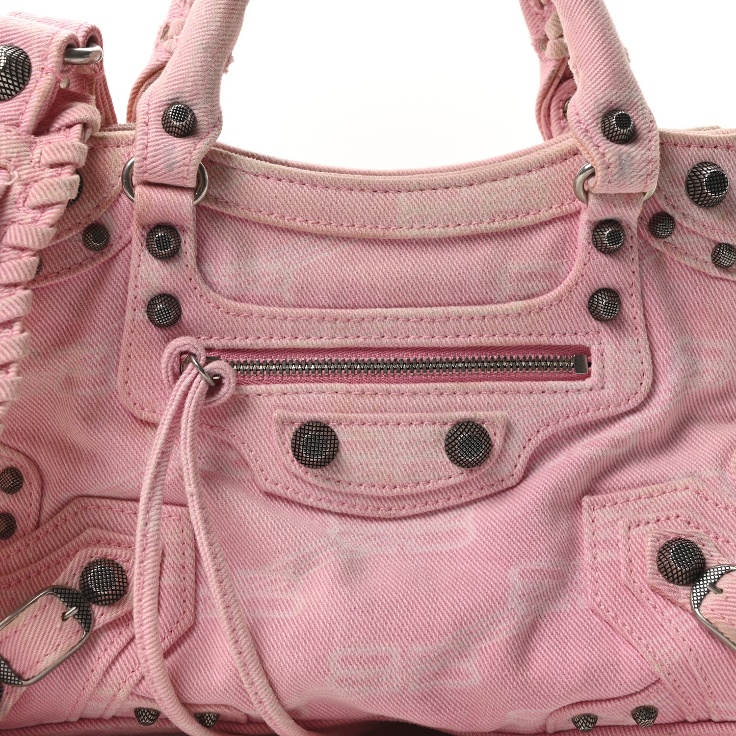 Balenciaga Denim BB Monogram Neo Cagole Handbag XS Pink 9 of 11