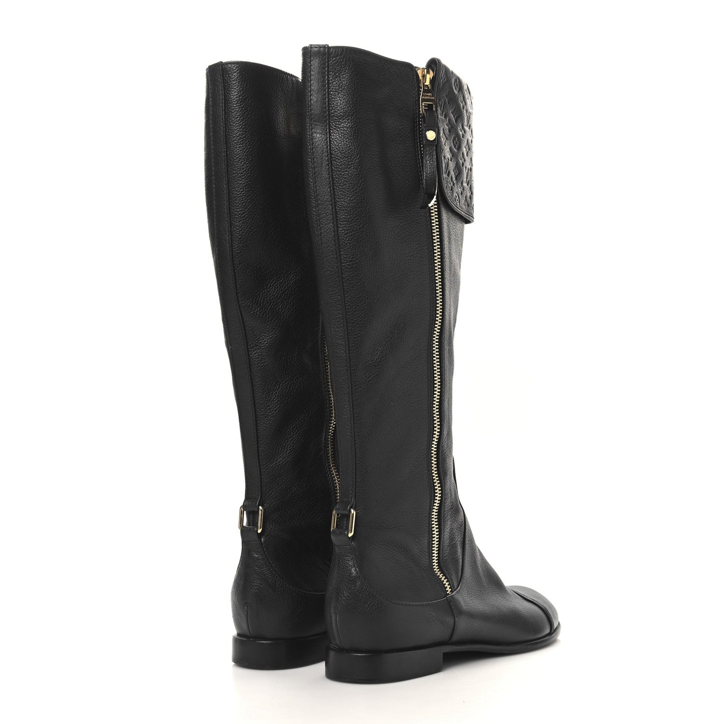 Calfskin Monogram High Boots 38 Black