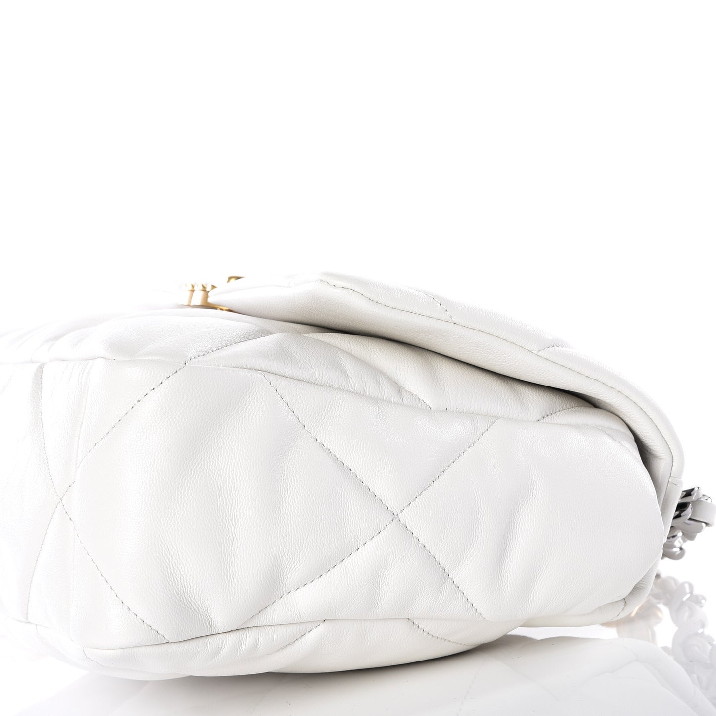 Lambskin Quilted Large 19 Flap Light White