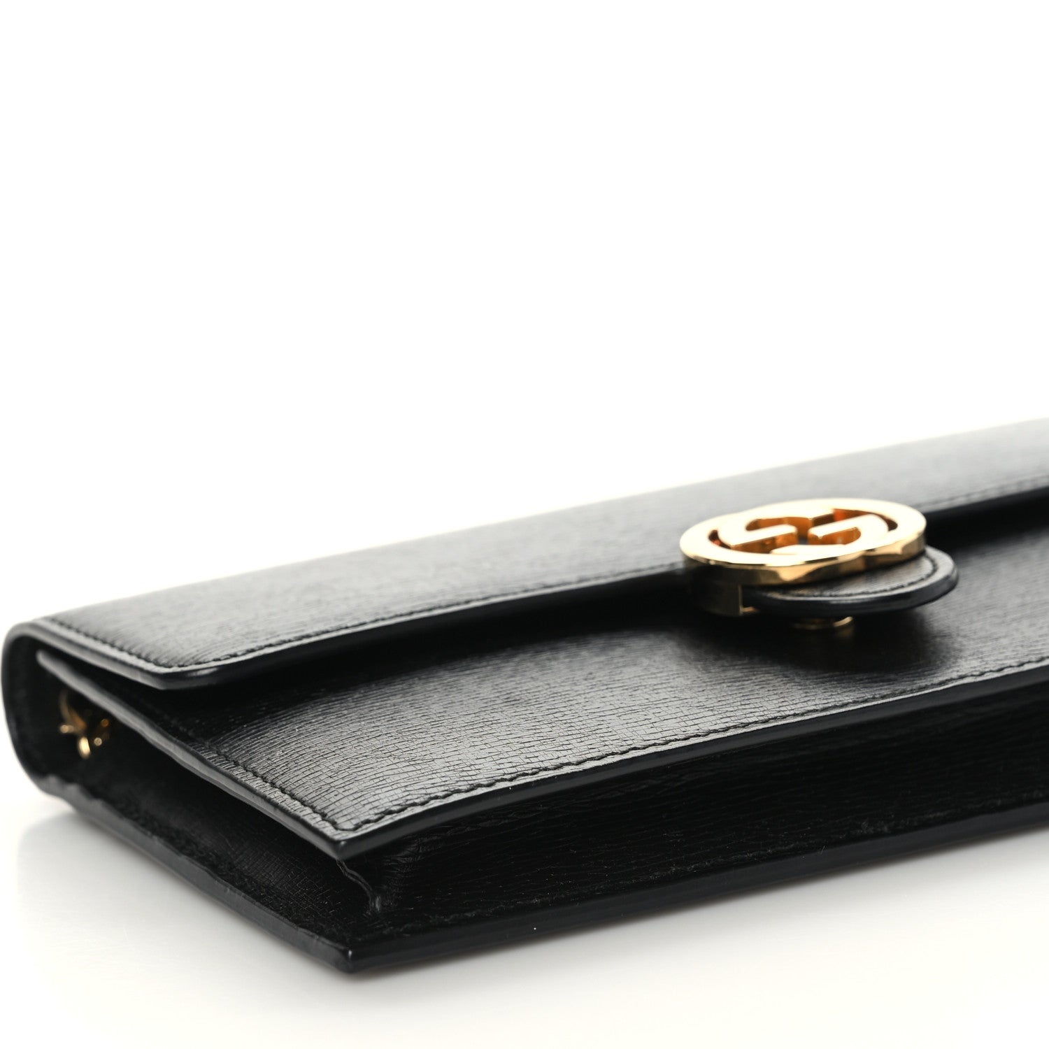 Gucci Textured Calfskin Icon Chain Wallet Black 7 of 8