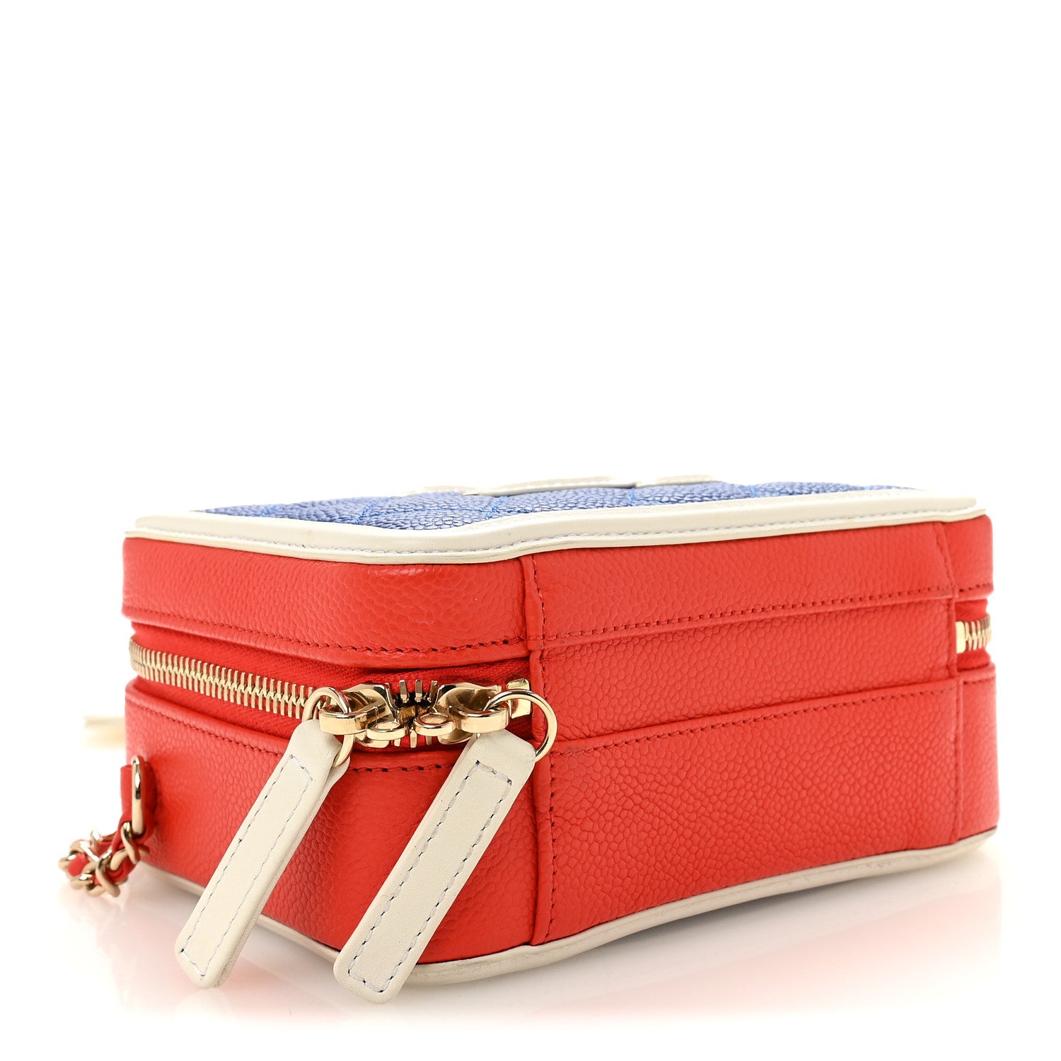 Chanel Caviar Quilted Small CC Filigree Vanity Case Blue White Red 4 of 10