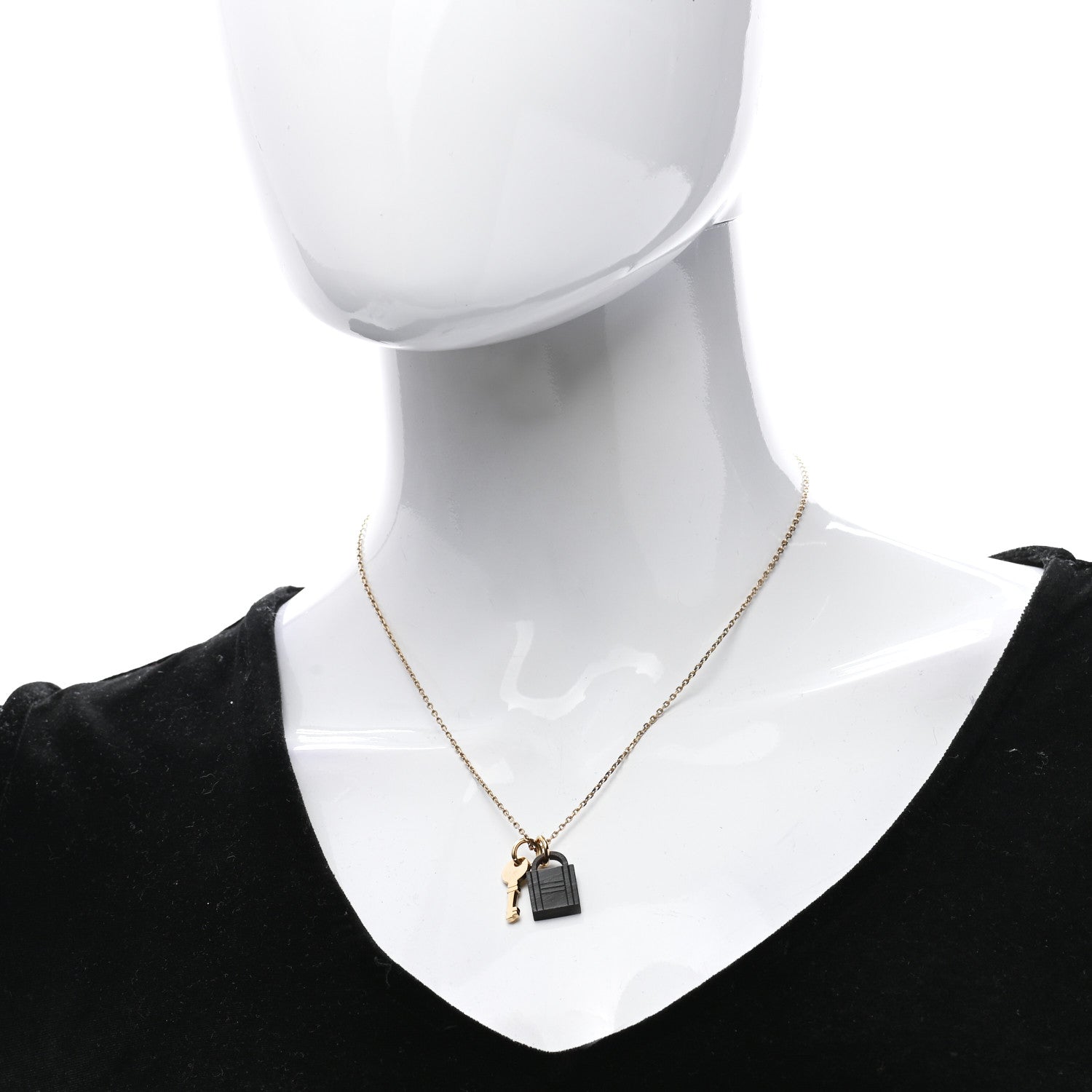 Hermes Permabrass Buffalo Horn Amulette Padlock PM Pendant Necklace 2 of 8