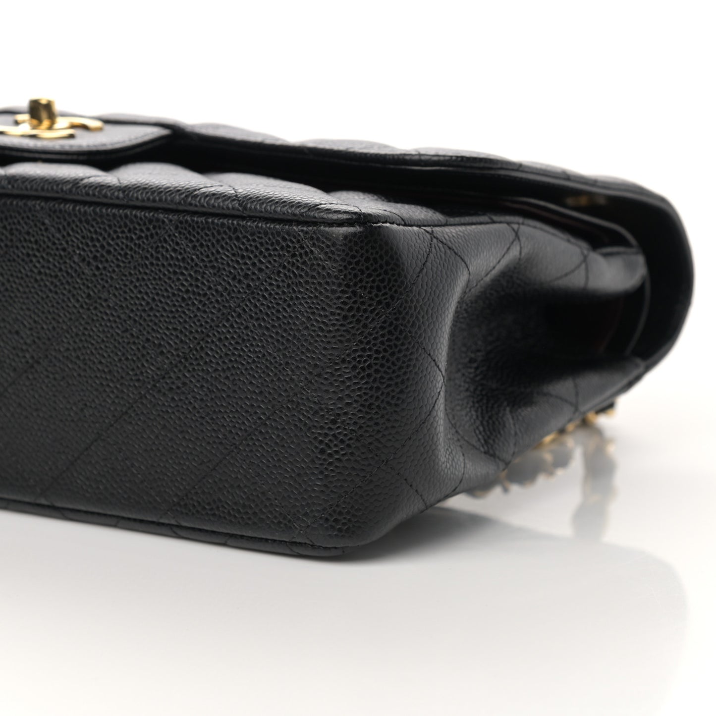 Caviar Quilted Jumbo Double Flap Black