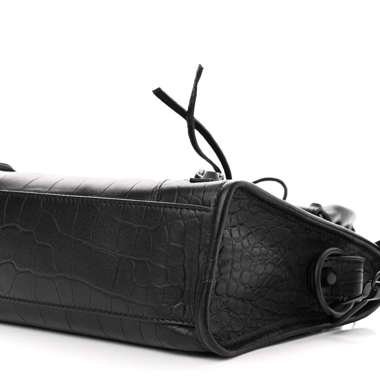Matte Supple Lambskin Crocodile Embossed Classic Black Hardware Mini City Black