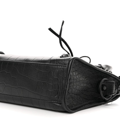 Balenciaga Matte Supple Lambskin Crocodile Embossed Classic Black Hardware Mini City Black 9 of 9
