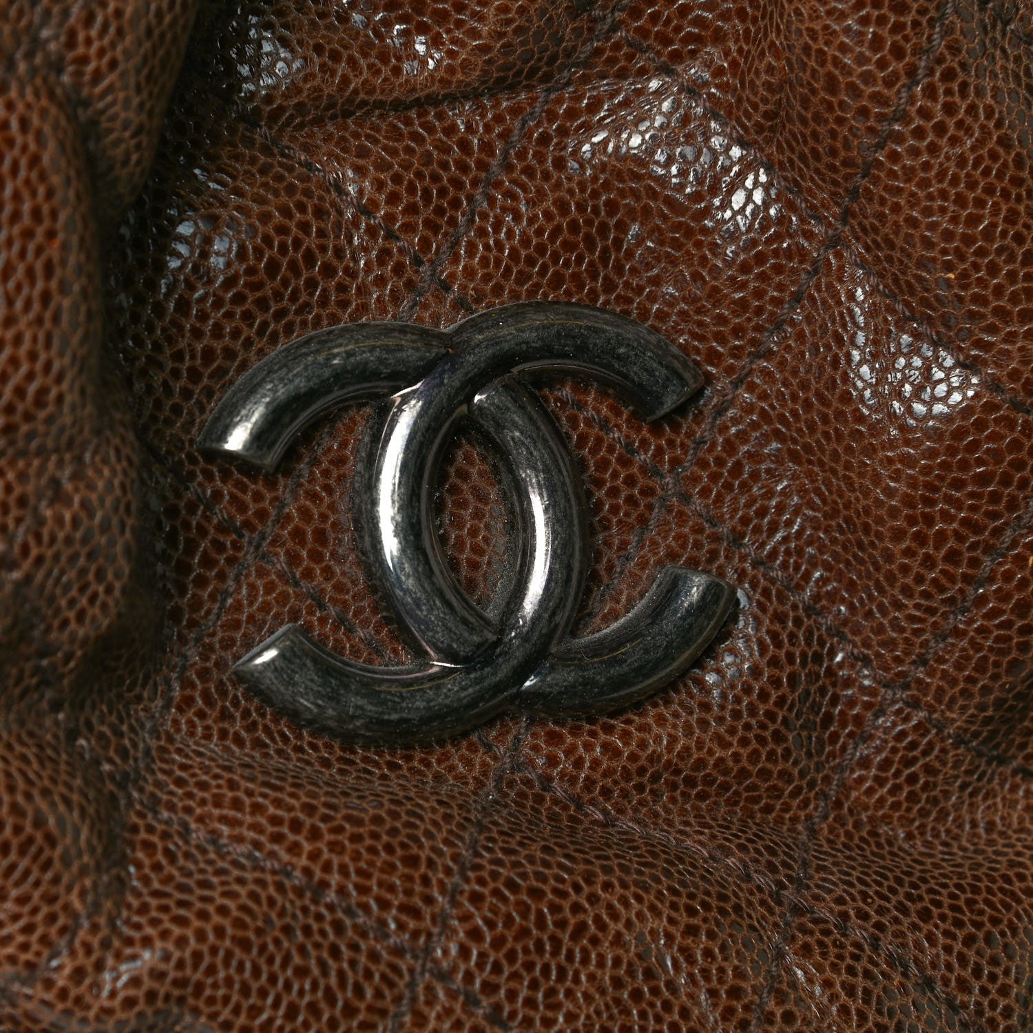 Chanel Distressed Glazed Caviar Quilted Large Elastic Tote Brown 9 of 13