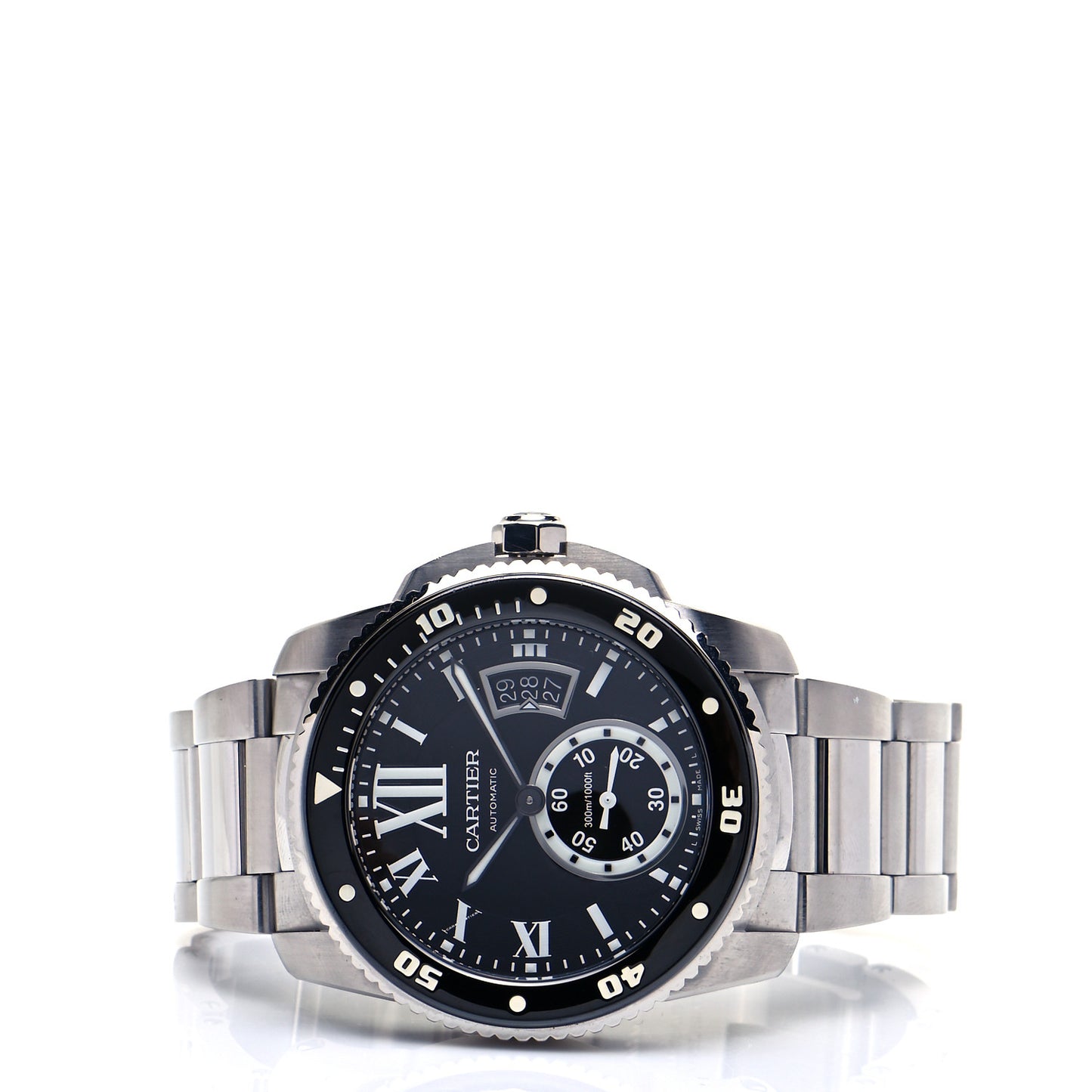 Stainless Steel 42mm Calibre de Cartier Diver Automatic Watch Black