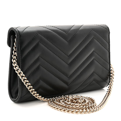 Gucci Calfskin Matelasse GG Marmont Wallet on Chain Black 4 of 19