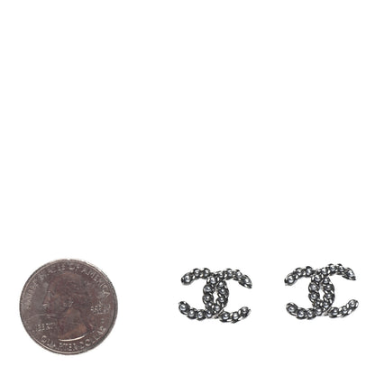 Chanel Pearl Crystal CC Earrings Ruthenium 2 of 4